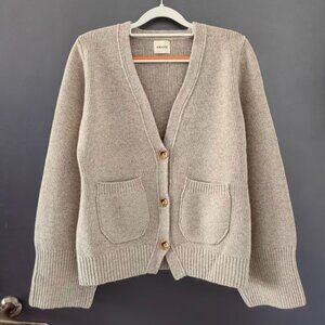 Khaite Beige Ribbed V-Neck Cardigan | NWT | 100% Wool | Size S/M